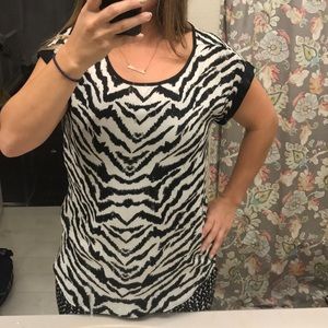 Express size small zebra silk tunic top